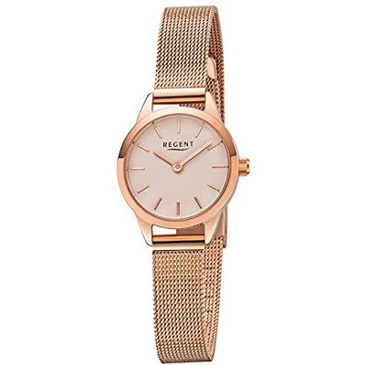 REGENT Montre-bracelet pour femme en acier inoxydable IPR analogique à quartz avec bracelet en acier inoxydable F-1167, Rose doré, Bracelet REGENT Montre-bracelet pour femme en acier inoxydable IPR analogique à quartz avec bracelet en acier inoxydable F-1167, Rose doré, Bracelet