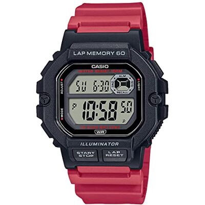 Casio Montre pour homme WS-1400H-3AVDF Cadran transparent, rouge, Bracelet Casio Montre pour homme WS-1400H-3AVDF Cadran transparent, rouge, Bracelet