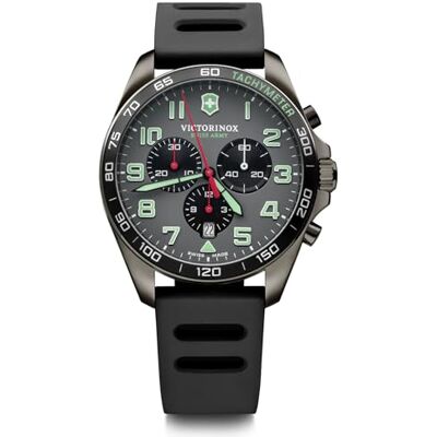 Victorinox Montre Homme Fieldforce Sport Chrono Ø 42 mm, Swiss Made, Quartz Analogique, Étanche jusqu’à 100 m, Bracelet Caoutchouc, Gris-Noir/Noir Victorinox Montre Homme Fieldforce Sport Chrono Ø 42 mm, Swiss Made, Quartz Analogique, Étanche jusqu’à 100 m, Bracelet Caoutchouc, Gris-Noir/Noir