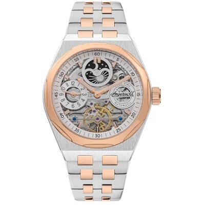 Ingersoll The Broadway 1892 Montre automatique pour homme avec cadran squelette et bracelet en acier inoxydable 43 mm, bicolore, Classique Ingersoll The Broadway 1892 Montre automatique pour homme avec cadran squelette et bracelet en acier inoxydable 43 mm, bicolore, Classique