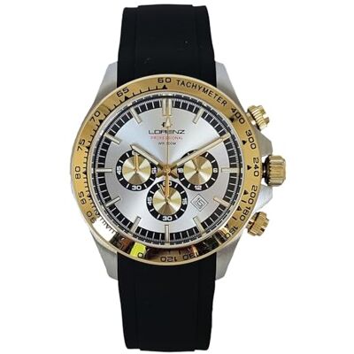 Lorenz Chrono 26176BB Chronographe Montre Horloge pour homme avec bracelet en caoutchouc sous 100 mètres, multicolore, Moderne Lorenz Chrono 26176BB Chronographe Montre Horloge pour homme avec bracelet en caoutchouc sous 100 mètres, multicolore, Moderne