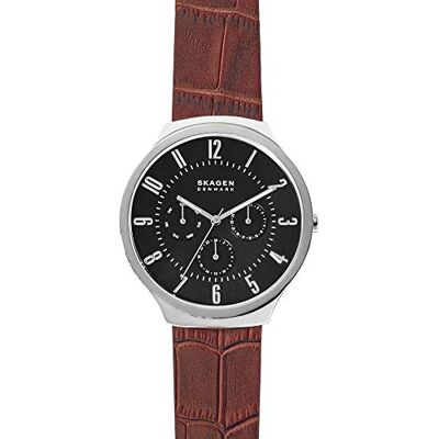 Skagen Montre analogique Quartz Homme avec bracelet en cuir véritable SKW6536 Skagen Montre analogique Quartz Homme avec bracelet en cuir véritable SKW6536