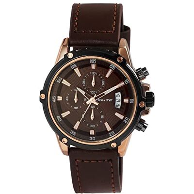 Excellanc Elite Montre analogique à quartz pour homme Marron 3 bars, marron, lanière Excellanc Elite Montre analogique à quartz pour homme Marron 3 bars, marron, lanière