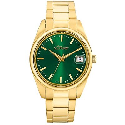 s.Oliver Montre analogique à quartz pour homme avec bracelet en acier inoxydable, couleur or, étanche jusqu'à 5 bars, livrée dans un coffret cadeau, 2033530 s.Oliver Montre analogique à quartz pour homme avec bracelet en acier inoxydable, couleur or, étanche jusqu'à 5 bars, livrée dans un coffret cadeau, 2033530