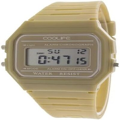 COOLIFE Montre Unisexe Couleur Crème CL2013G908 Quartz numérique Plastique Sportif Rétro éclairage Calendier automatique Chronomètre COOLIFE Montre Unisexe Couleur Crème CL2013G908 Quartz numérique Plastique Sportif Rétro éclairage Calendier automatique Chronomètre