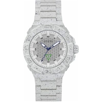 GUESS Montre à quartz analogique pour femme avec bracelet en plastique GW0507G2, blanc, Bracelet GUESS Montre à quartz analogique pour femme avec bracelet en plastique GW0507G2, blanc, Bracelet