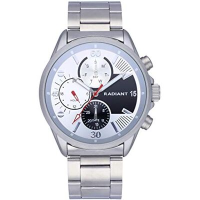 Radiant Montre analogique pour homme Collection Commander Montre avec bracelet argenté et cadran blanc 5 ATM 44 mm Référence RA571703. Radiant Montre analogique pour homme Collection Commander Montre avec bracelet argenté et cadran blanc 5 ATM 44 mm Référence RA571703.