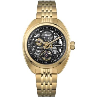 Ingersoll The Wrangler Montre Automatique 51 mm avec Cadran Skeleton Noir et Bracelet doré en Acier Inoxydable I16902 Ingersoll The Wrangler Montre Automatique 51 mm avec Cadran Skeleton Noir et Bracelet doré en Acier Inoxydable I16902