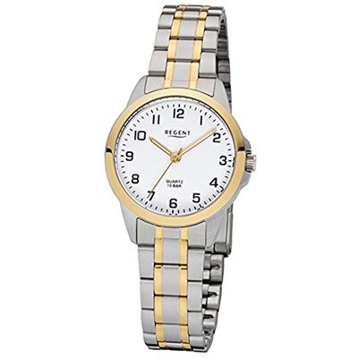 REGENT Montre à quartz analogique pour femme avec bracelet en acier inoxydable 12230659, argenté, Bracelet REGENT Montre à quartz analogique pour femme avec bracelet en acier inoxydable 12230659, argenté, Bracelet