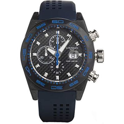 Locman Italy Stealth Carbon Montre Horloge chronographe pour homme Noir/bleu, Homme, sangle Locman Italy Stealth Carbon Montre Horloge chronographe pour homme Noir/bleu, Homme, sangle