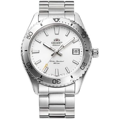 Orient Montre de plongée RA-AC0Q03S10B, Acier Blanc, Minimaliste Orient Montre de plongée RA-AC0Q03S10B, Acier Blanc, Minimaliste