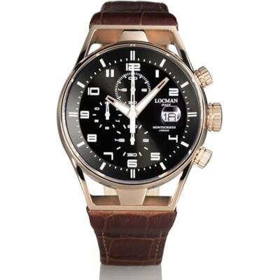 Locman Chronographe Homme en Acier et Titane Rose Montecristo, bracelet Locman Chronographe Homme en Acier et Titane Rose Montecristo, bracelet