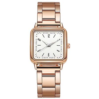 INGRAX Montres Lumineux Dames Montre Simple Or Quartz Montre en Acier Inoxydable Étanche Poignet Or De Luxe Montre Femmes Hommes Carré Femme Montres Hommes, White, bracelet INGRAX Montres Lumineux Dames Montre Simple Or Quartz Montre en Acier Inoxydable Étanche Poignet Or De Luxe Montre Femmes Hommes Carré Femme Montres Hommes, White, bracelet
