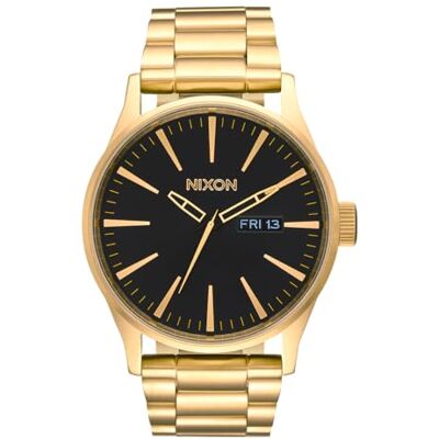 NIXON A3561 Sentry Montre Homme en Acier Inoxydable, Noir/Doré, taille unique, Bracelet NIXON A3561 Sentry Montre Homme en Acier Inoxydable, Noir/Doré, taille unique, Bracelet