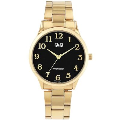 Q&Q Montre à quartz analogique pour homme En acier inoxydable 3 bars C10A-013PY, Bracelet, Or, Bracelet Q&Q Montre à quartz analogique pour homme En acier inoxydable 3 bars C10A-013PY, Bracelet, Or, Bracelet