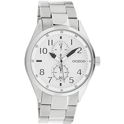 Oozoo Montre Unisexe Chrono Look avec Bracelet à maillons en Acier Inoxydable 42 MM Argenté/Blanc C10630, Argent Blanc, Bracelet Oozoo Montre Unisexe Chrono Look avec Bracelet à maillons en Acier Inoxydable 42 MM Argenté/Blanc C10630, Argent Blanc, Bracelet