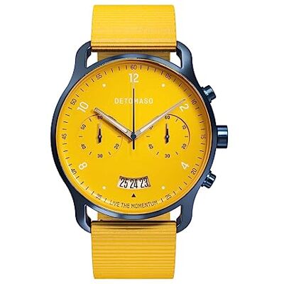 DeTomaso SORPASSO Chrono Giallo BLU Montre à quartz analogique pour homme Bracelet en nylon Jaune DeTomaso SORPASSO Chrono Giallo BLU Montre à quartz analogique pour homme Bracelet en nylon Jaune