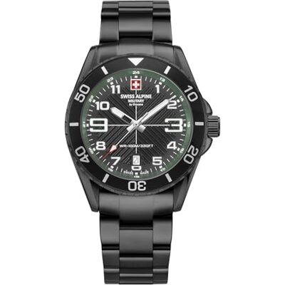 Alpine 7029.1 Montre à Quartz analogique pour Homme en Acier Inoxydable, Sw/Sw/Sw-grün 1174sam, Bracelet Alpine 7029.1 Montre à Quartz analogique pour Homme en Acier Inoxydable, Sw/Sw/Sw-grün 1174sam, Bracelet