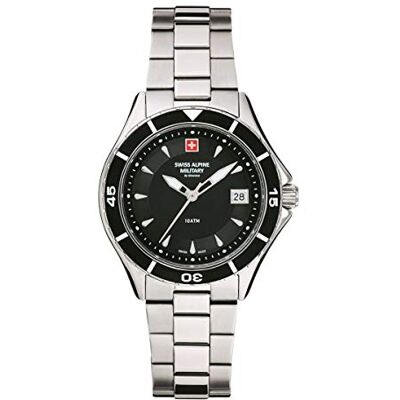 Alpine 7740.1 Montre analogique à quartz pour femme en acier inoxydable, Acier/Acier/Noir 1137sam, Bracelet Alpine 7740.1 Montre analogique à quartz pour femme en acier inoxydable, Acier/Acier/Noir 1137sam, Bracelet
