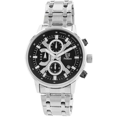Pierrini Montre chronographe pour homme En acier inoxydable avec chronomètre et affichage de la date Montre à quartz sportive élégante avec aiguilles lumineuses et boîte cadeau Étanche à 3 ATM Pierrini Montre chronographe pour homme En acier inoxydable avec chronomètre et affichage de la date Montre à quartz sportive élégante avec aiguilles lumineuses et boîte cadeau Étanche à 3 ATM