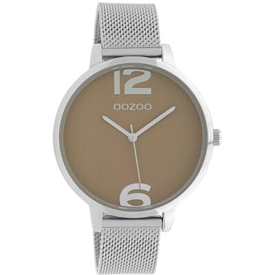 Oozoo Montre pour femme avec bracelet en métal milanais en acier inoxydable 42 mm Marron/argenté C10140, Argenté/jaune foncé, Bracelet Oozoo Montre pour femme avec bracelet en métal milanais en acier inoxydable 42 mm Marron/argenté C10140, Argenté/jaune foncé, Bracelet