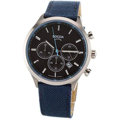 Boccia Montre chronographe à quartz pour homme avec bracelet en cuir 3750-02 Boccia Montre chronographe à quartz pour homme avec bracelet en cuir 3750-02