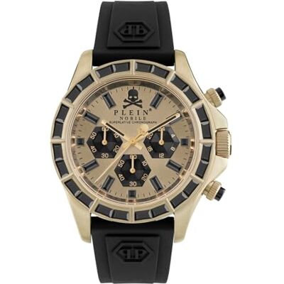 Philipp Plein NOBILE Racing Montre chrono à quartz pour homme en silicone, Bronze/beige Pwvaa0223, bracelet Philipp Plein NOBILE Racing Montre chrono à quartz pour homme en silicone, Bronze/beige Pwvaa0223, bracelet
