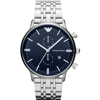Giorgio Armani Montre chronographe pour homme en acier inoxydable Taille du boîtier 46 mm, noir/noir, 0, Sangle Giorgio Armani Montre chronographe pour homme en acier inoxydable Taille du boîtier 46 mm, noir/noir, 0, Sangle
