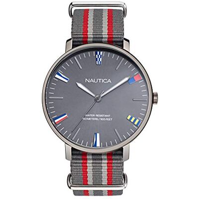 Nautica Montre décontractée NAPCRF906, Gris acier/rouge, Bracelet Nautica Montre décontractée NAPCRF906, Gris acier/rouge, Bracelet