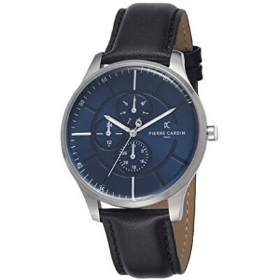 Pierre Cardin Montre Homme Multi-Cadrans Quartz La Gloire Nouvelle, Noir/Bleu, sangle Pierre Cardin Montre Homme Multi-Cadrans Quartz La Gloire Nouvelle, Noir/Bleu, sangle