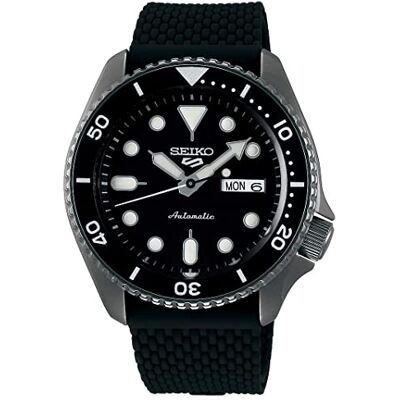 Seiko Homme Analogique Automatique Montre avec Bracelet en Silicone SRPD65K2, Noir, 43mm, sangle Seiko Homme Analogique Automatique Montre avec Bracelet en Silicone SRPD65K2, Noir, 43mm, sangle