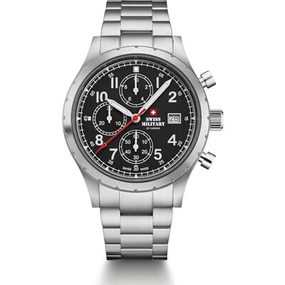 Swiss Military by Chrono SM34117.01 Montre chronographe à quartz pour homme avec bracelet en métal en acier inoxydable Argenté Swiss Military by Chrono SM34117.01 Montre chronographe à quartz pour homme avec bracelet en métal en acier inoxydable Argenté