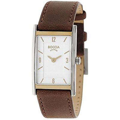 Boccia Montre à quartz analogique pour femme avec bracelet en cuir 3212-06, argenté, Einheitsgröße, Minimaliste Boccia Montre à quartz analogique pour femme avec bracelet en cuir 3212-06, argenté, Einheitsgröße, Minimaliste