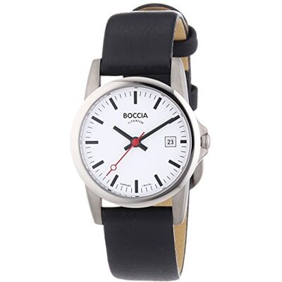 Boccia 3080-07 Montre Femme Quartz Analogique Bracelet Cuir Noir, Blanc/Noir, sangle Boccia 3080-07 Montre Femme Quartz Analogique Bracelet Cuir Noir, Blanc/Noir, sangle
