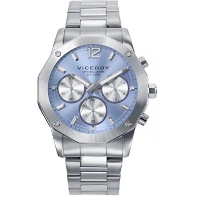 Viceroy Montre Chronographe Homme 42 mm 401447, bleu, Moderne Acier inoxydable · Mouvement à quartz · finition dorée · submersible 10 ATM · disponible en cadran bleu, vert Viceroy Montre Chronographe Homme 42 mm 401447, bleu, Moderne Acier inoxydable · Mouvement à quartz · finition dorée · submersible 10 ATM · disponible en cadran bleu, vert
