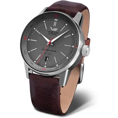 Vostok Europe Montre 560A688, 560a688 Bracelet en cuir gris/marron, bracelet Vostok Europe Montre 560A688, 560a688 Bracelet en cuir gris/marron, bracelet