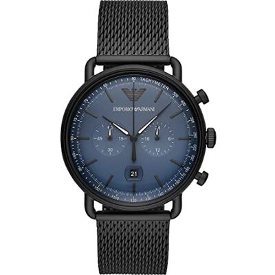 Giorgio Armani Montre chronographe pour homme, montre en acier inoxydable, taille de boîtier de 43 mm, Gris, One Size, Bracelet Giorgio Armani Montre chronographe pour homme, montre en acier inoxydable, taille de boîtier de 43 mm, Gris, One Size, Bracelet