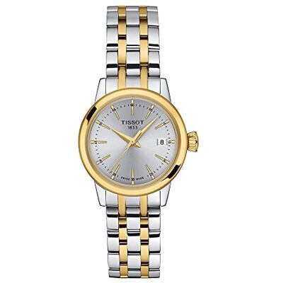 Tissot Montre à quartz classique Dream Lady pour femme avec boîtier en acier inoxydable 316L avec revêtement PVD or jaune, jaune/gris, acier inoxydable, 14 (T1292102203100) Tissot Montre à quartz classique Dream Lady pour femme avec boîtier en acier inoxydable 316L avec revêtement PVD or jaune, jaune/gris, acier inoxydable, 14 (T1292102203100)
