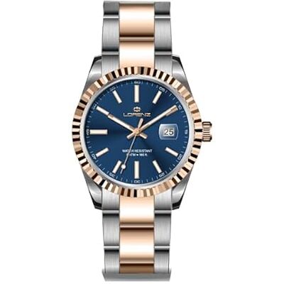 Lorenz Genève 28187EE Montre élégante pour homme Montre à quartz avec boîtier et bracelet en acier bicolore Lorenz Genève 28187EE Montre élégante pour homme Montre à quartz avec boîtier et bracelet en acier bicolore