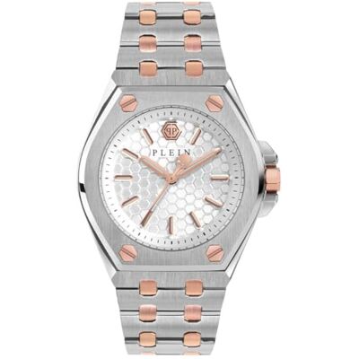 Philipp Plein Plein Extreme Lady Montre analogique à quartz pour femme, Bicolore/blanc Pwjaa0622, Bracelet Philipp Plein Plein Extreme Lady Montre analogique à quartz pour femme, Bicolore/blanc Pwjaa0622, Bracelet