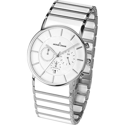 JACQUES LEMANS Montre à quartz analogique pour homme avec bracelet en céramique 1-1815B JACQUES LEMANS Montre à quartz analogique pour homme avec bracelet en céramique 1-1815B