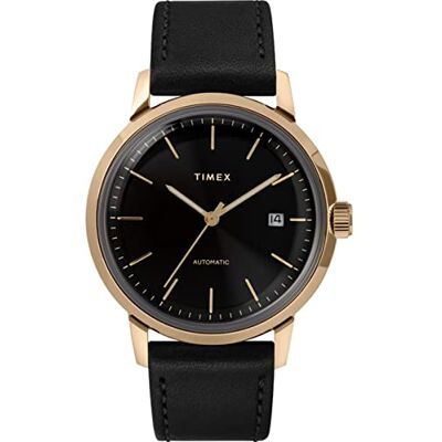 Timex Marlin Montre automatique avec bracelet en cuir de 40 mm, Noir, medio, Classique Timex Marlin Montre automatique avec bracelet en cuir de 40 mm, Noir, medio, Classique