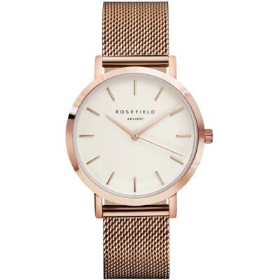 Rosefield Femme Montre The Mercer Boîtier Rond avec Cadran Blanc and Bracelet Or Rose en Maille milanaise MWR-M42, Or Rose, bracelet Rosefield Femme Montre The Mercer Boîtier Rond avec Cadran Blanc and Bracelet Or Rose en Maille milanaise MWR-M42, Or Rose, bracelet
