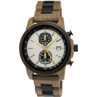 Holzwerk Germany Montre design pour homme fabriquée à la main En bois naturel Chronographe Analogique Quartz Bleu marron noir Date en bois, Hêtre noir Holzwerk Germany Montre design pour homme fabriquée à la main En bois naturel Chronographe Analogique Quartz Bleu marron noir Date en bois, Hêtre noir