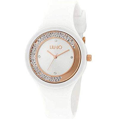 Liu Jo TLJ1419 Montre à quartz analogique pour femme avec bracelet en silicone, Or rose blanc, Bracelet Liu Jo TLJ1419 Montre à quartz analogique pour femme avec bracelet en silicone, Or rose blanc, Bracelet
