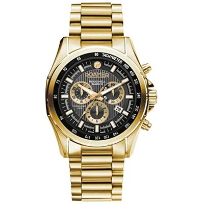 Roamer Montre chronographe pour homme Gold Rockshell Mark III 220837 48 55 20, Bracelet Roamer Montre chronographe pour homme Gold Rockshell Mark III 220837 48 55 20, Bracelet