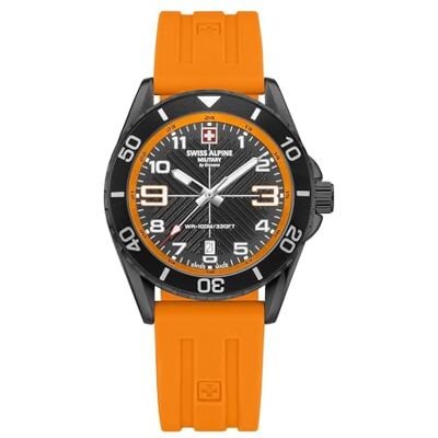 Alpine 7029.1 Montre à quartz analogique pour homme en silicone, Sw/Silicone/Orange 1879sam, bracelet Alpine 7029.1 Montre à quartz analogique pour homme en silicone, Sw/Silicone/Orange 1879sam, bracelet