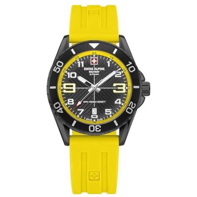 Alpine Montre Homme Quartz Analogique Silicone 7029.1, Sw/Silicone/Sw-jaune 1878sam, Sangle Alpine Montre Homme Quartz Analogique Silicone 7029.1, Sw/Silicone/Sw-jaune 1878sam, Sangle