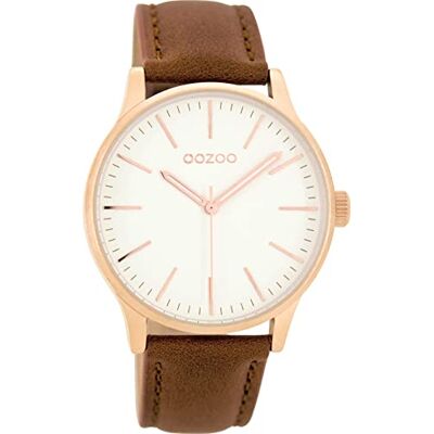 Oozoo Montre pour femme avec bracelet en cuir 40 mm Rose/blanc/marron C8543, bracelet Oozoo Montre pour femme avec bracelet en cuir 40 mm Rose/blanc/marron C8543, bracelet