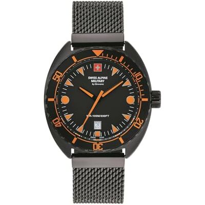 Alpine 7066.1 Montre analogique à quartz pour homme en acier inoxydable, Noir/noir/noir/or 1179sam, Bracelet Alpine 7066.1 Montre analogique à quartz pour homme en acier inoxydable, Noir/noir/noir/or 1179sam, Bracelet